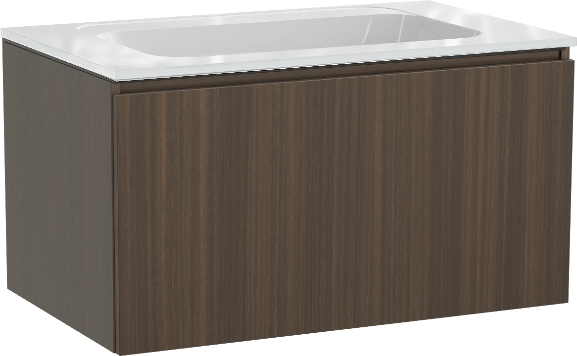 Balmani Sfera zwevend badmeubel 90 x 55 cm eucalyptus met Tablo Strada enkele wastafel in composietmarmer hoogglans wit