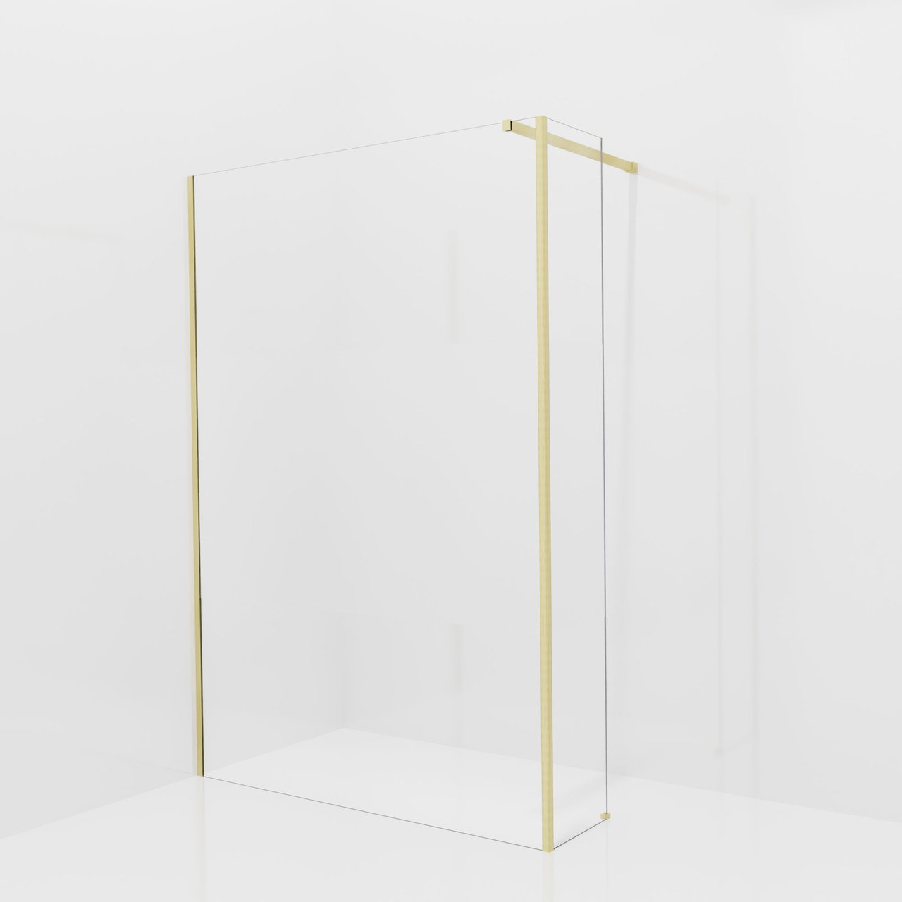 Balmani Modular Walk-In Dusche mit fester Seitenwand: 140 x 200 cm, Klarglas mit mattiertem Streifen, Profil Brushed Champagne Gold