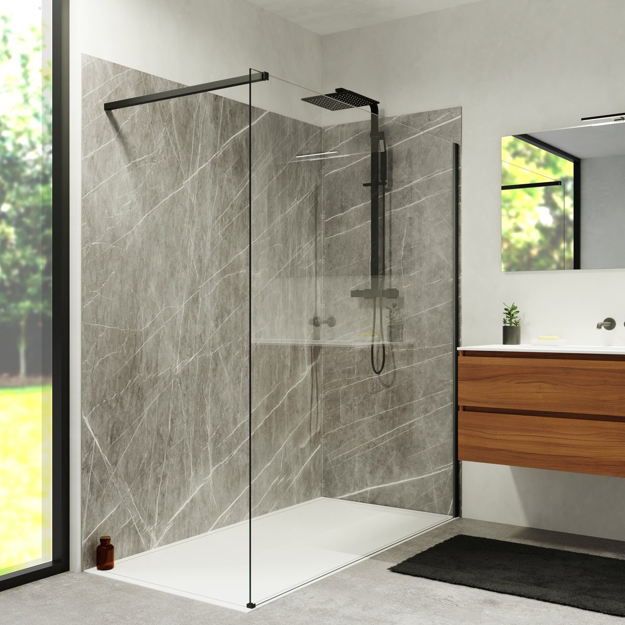 Balmani Endless douchebak 180 x 90 cm Solid Surface mat wit