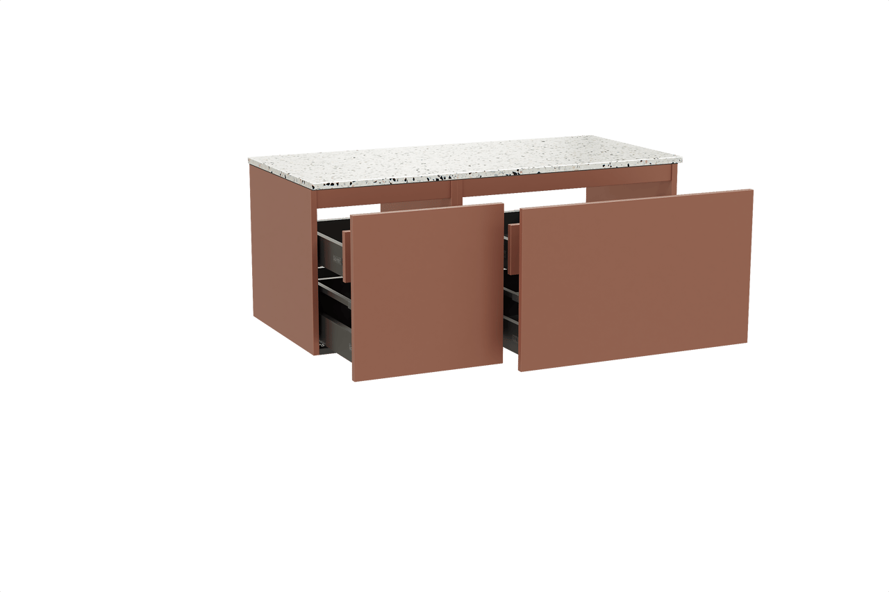 Balmani Sfera by Lucida meuble salle de bains suspendu 120 x 55 cm cotto avec Stretto tablette simple ou double en blanc/noir mat terrazzo