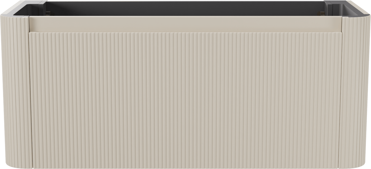 Storke Soft hängendes möbelstück Waschtischunterschränke 120 x 46 cm Sand matt 2 Schubladen Vert. Sym. Rippe