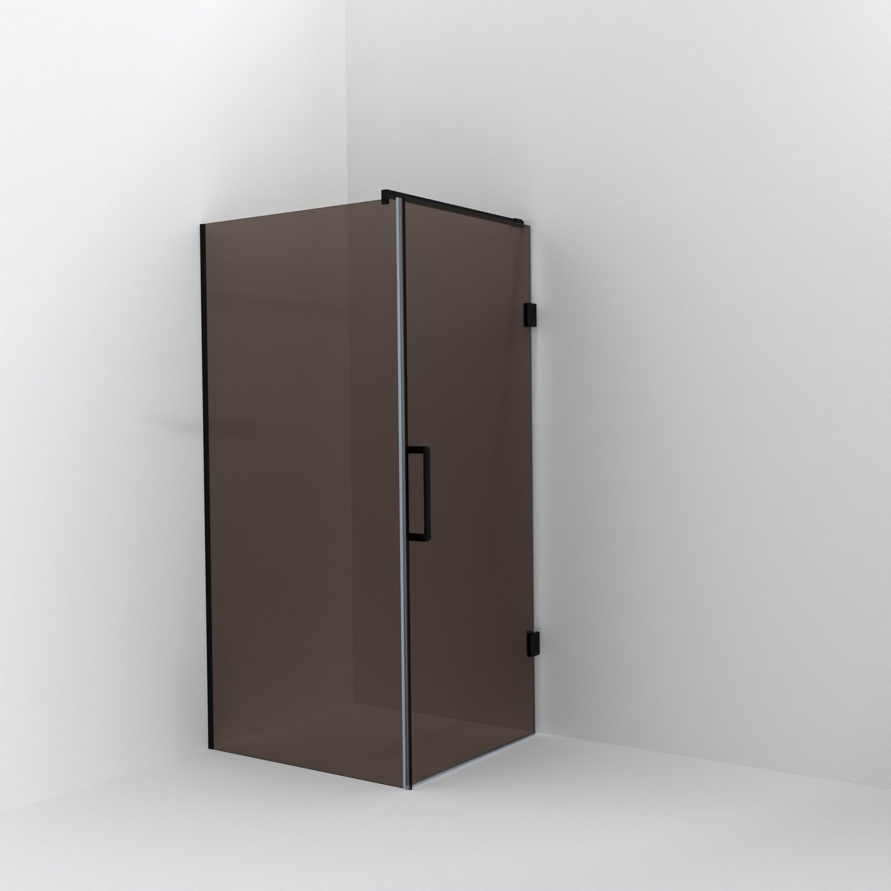 Balmani Modular douche à l'italienne avec porte: 100 x 200 cm avec porte 90 cm, Verre bronze avec coating, Profil Noir mat