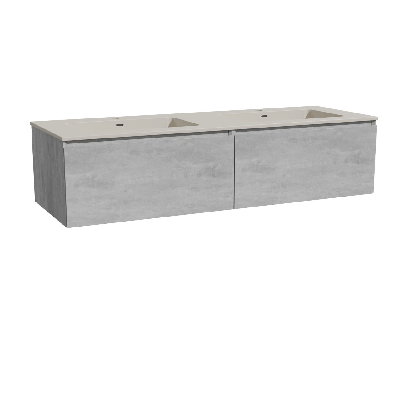 Storke Edge hängendes Möbelstück Set: 150 x 52 cm, Beton dunkelgrau, mit Diva Doppelwaschtisch, Top Solid Seidengrau