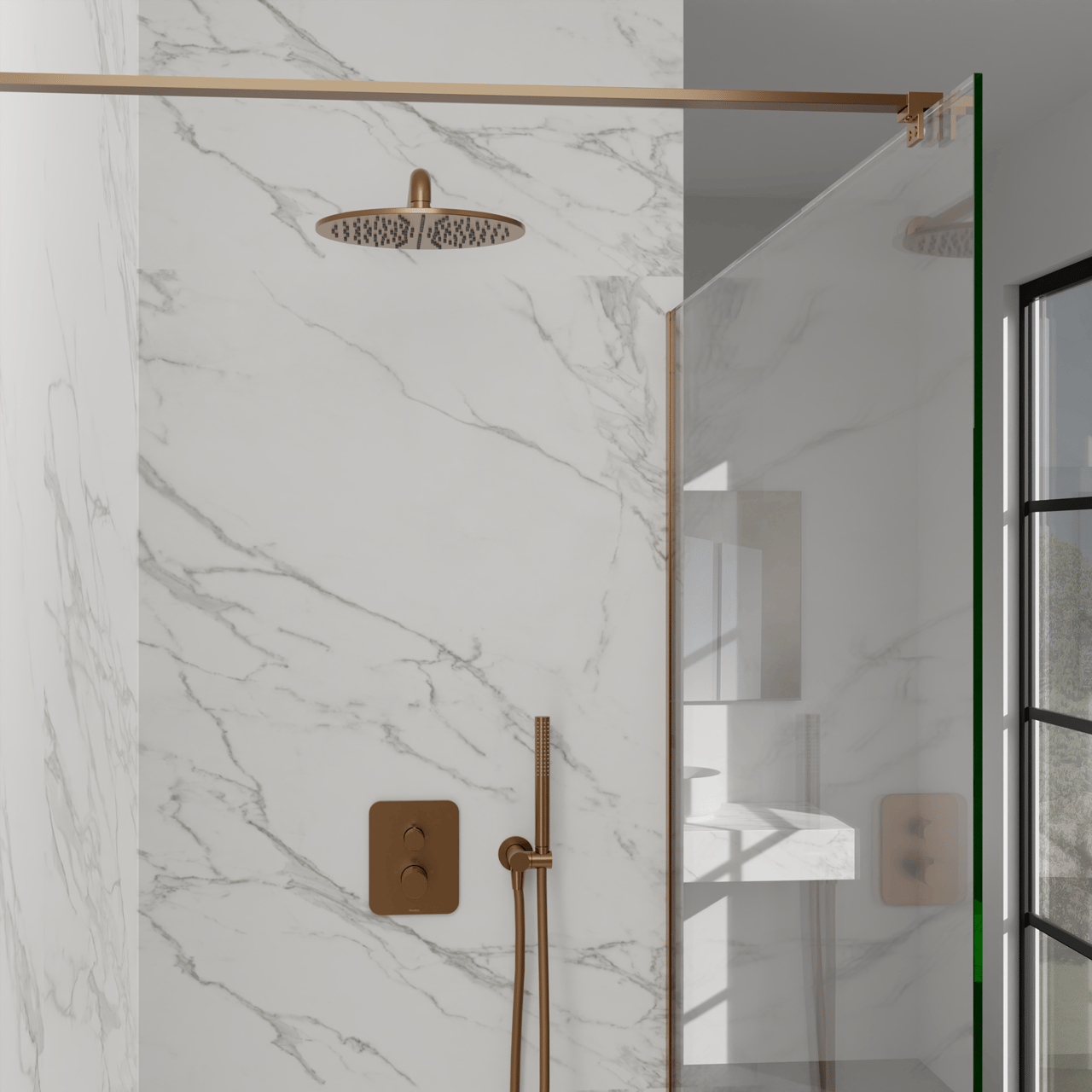 Blaufoss Smartbox Softline Thermostat-Duscharmatur: Unterputz, für 2 Verbraucher, Brushed Rosegold, Einbauelement inklusive