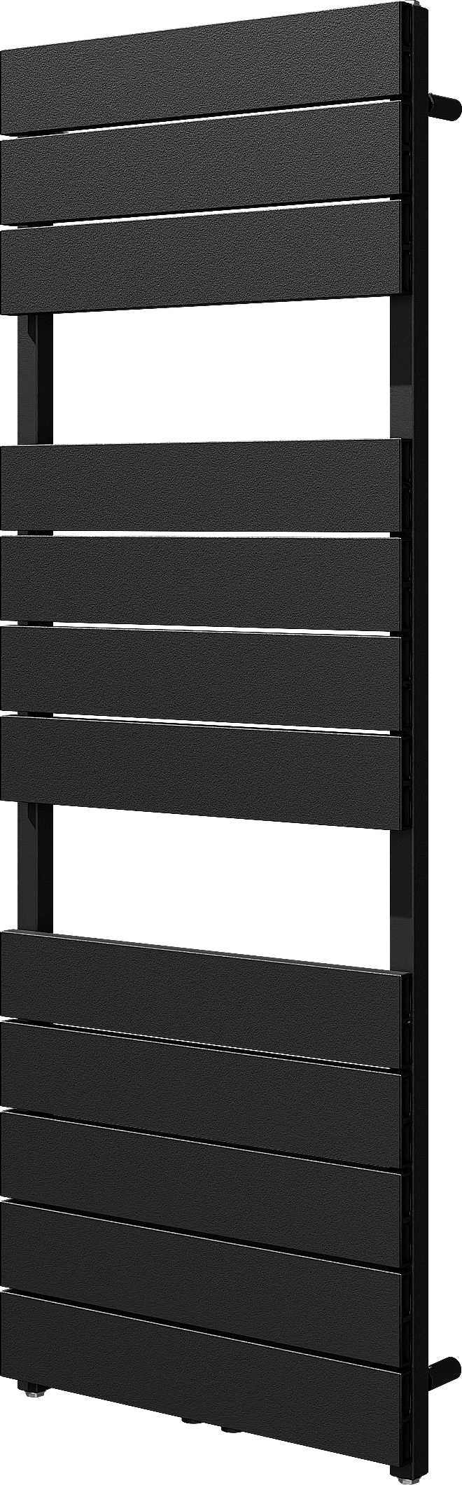 Vipera Teide enkele handdoekradiator 50 x 142 cm zowel elektrisch als cv mogelijk mat zwart zij- en middenaansluiting 821W