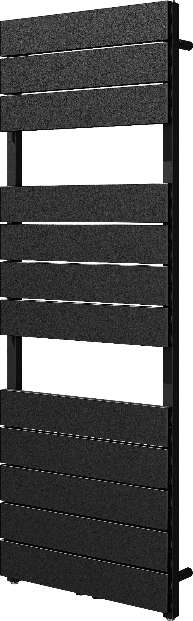 Vipera Teide enkele handdoekradiator 50 x 142 cm zowel elektrisch als cv mogelijk mat zwart zij- en middenaansluiting 821W