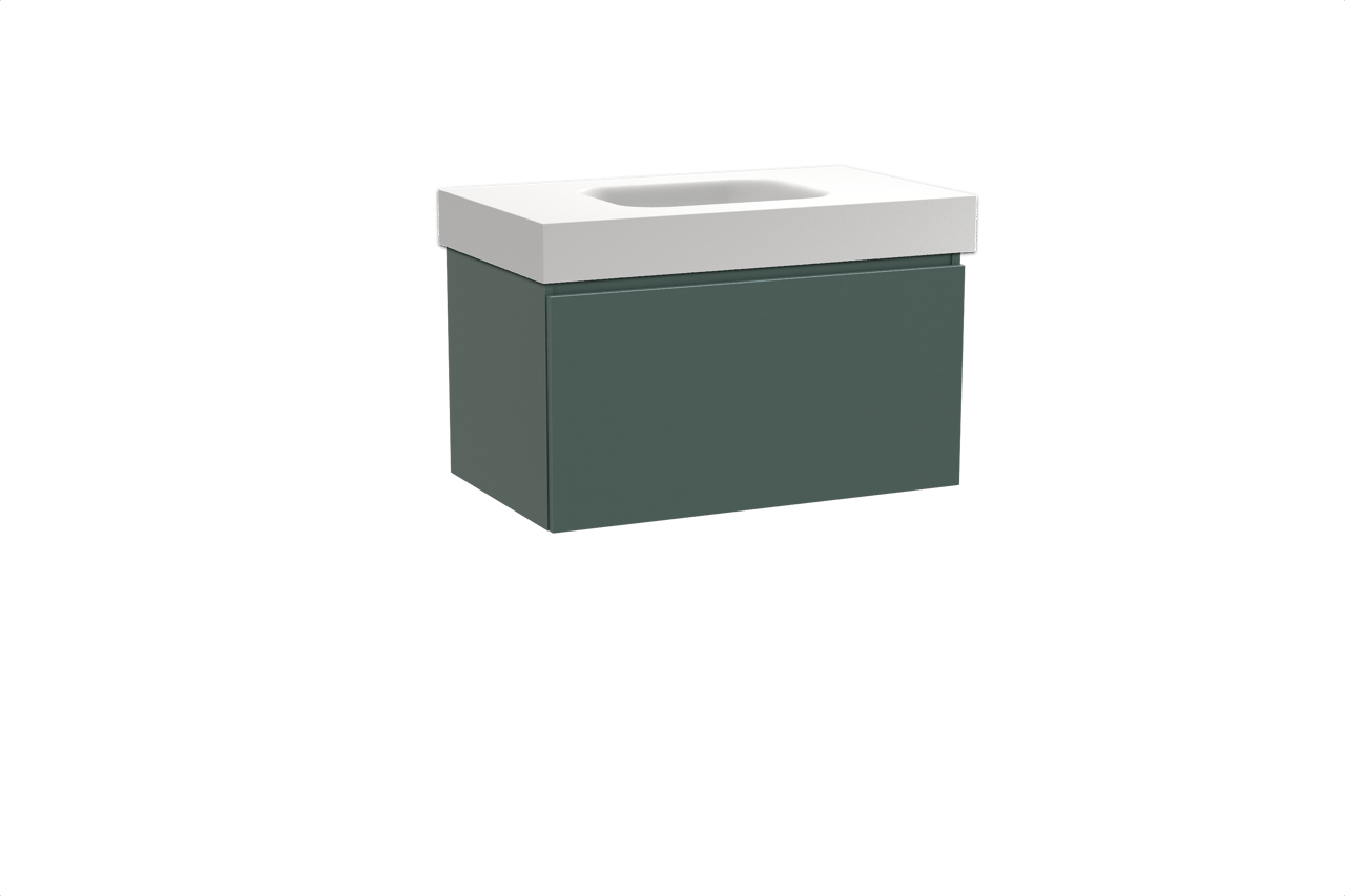 Balmani Sfera meuble salle de bains suspendu 90 x 55 cm forest avec Arcato plan simple en solid surface blanc mat