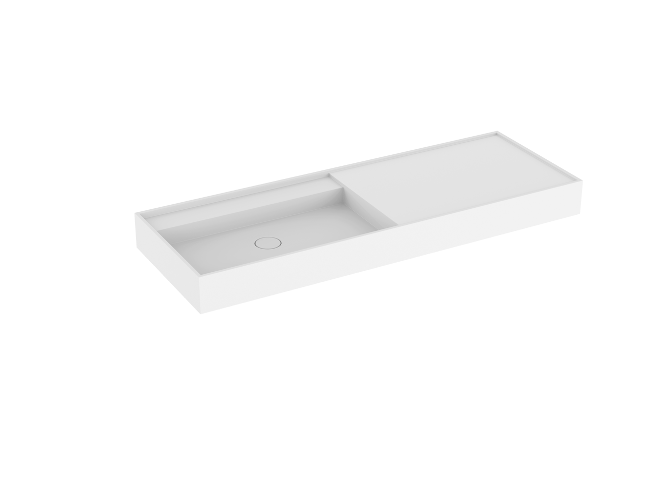 Balmani Cubo asymmetrisch linkse wastafel matte Solid Surface 140 x 49 cm