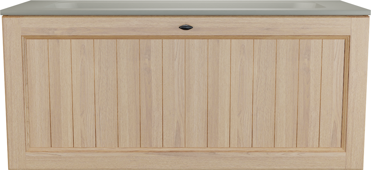 Balmani Lemon meuble salle de bains suspendu 120 x 55 cm, placage chêne naturel avec Tablo Strada lavabo simple pour 2 trous de robinet en soie grise