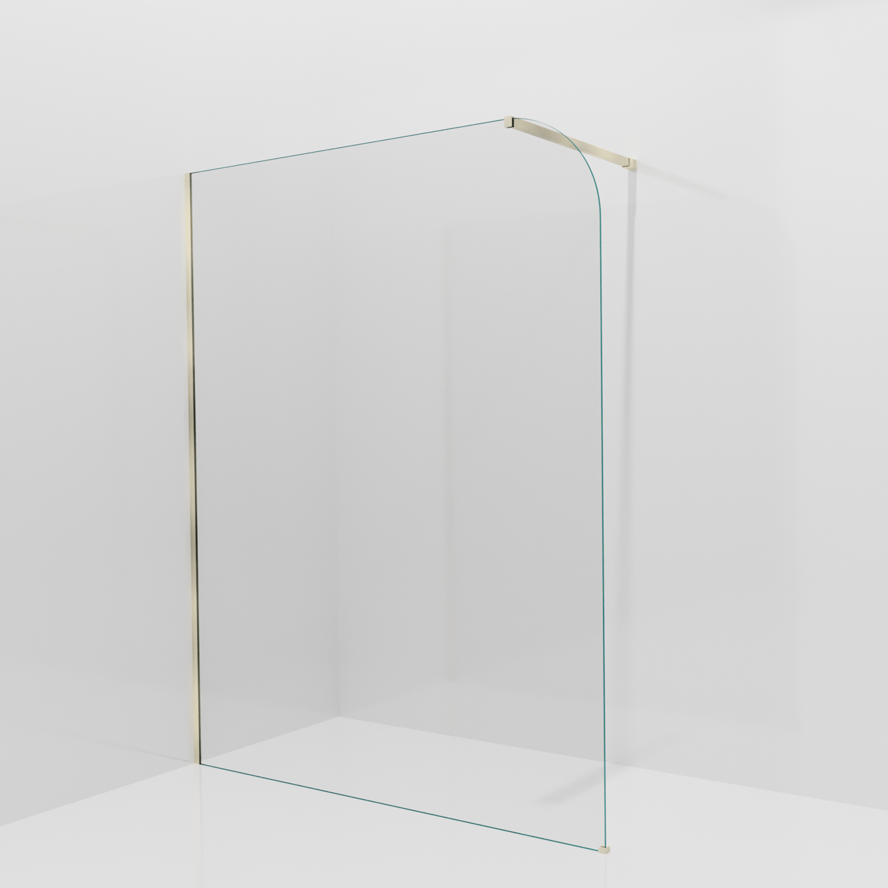 Balmani Modular Walk-In Dusche: 160 x 200 cm, Klarglas abgerundet, Profil Brushed Champagne Gold