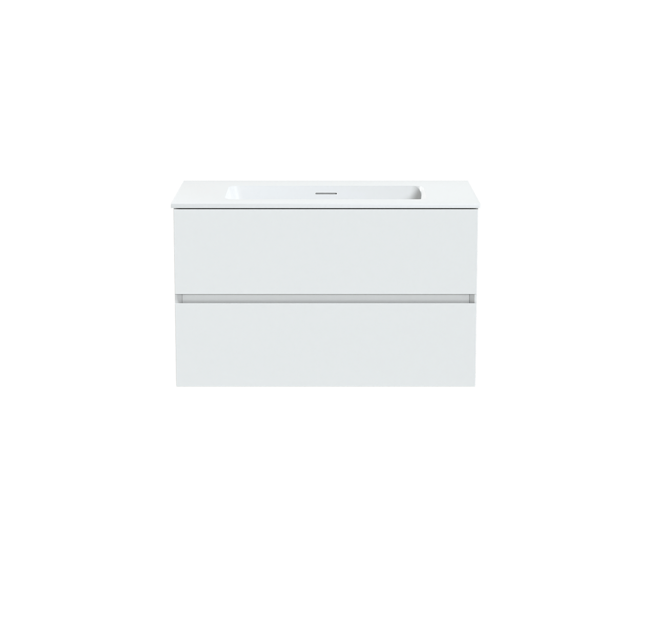 Storke Edge meuble salle de bains suspendu 80 x 46 cm blanc mat avec Mata plan simple en solid surface blanc mat