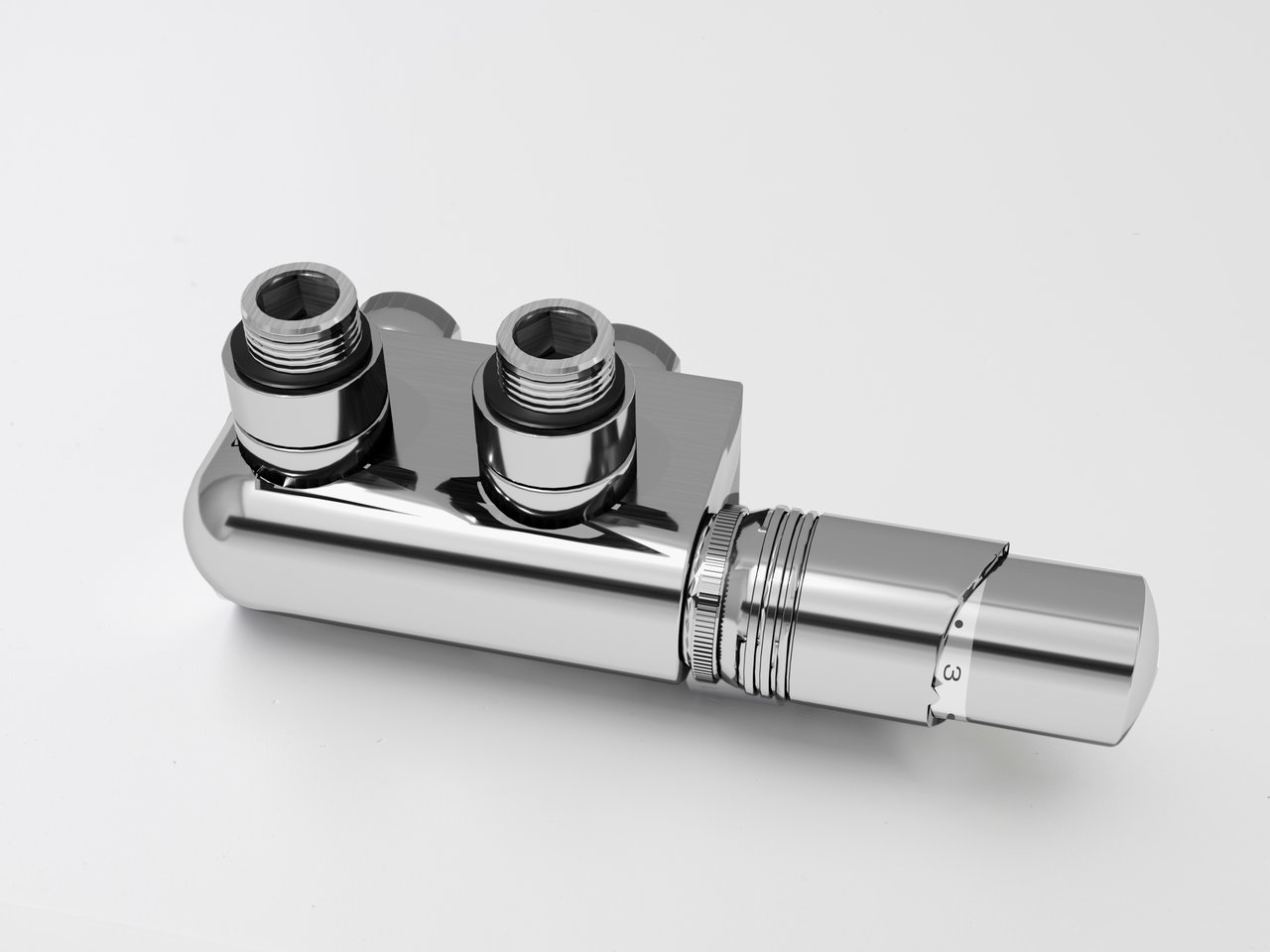 Vipera Deluxe thermostatische radiatorkraan 90° haakse aansluiting chroom