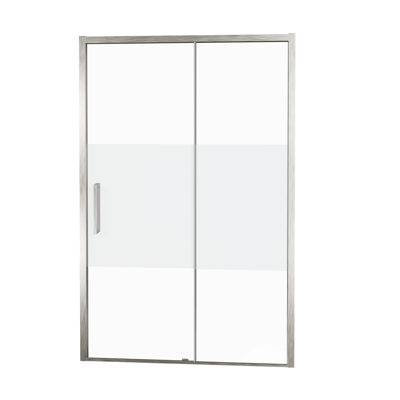 Balmani Senses Design porte coulissante à droite 120 cm x 210 cm verre transparent avec bande matte, Profil Brushed CoolMetal, coating inclus