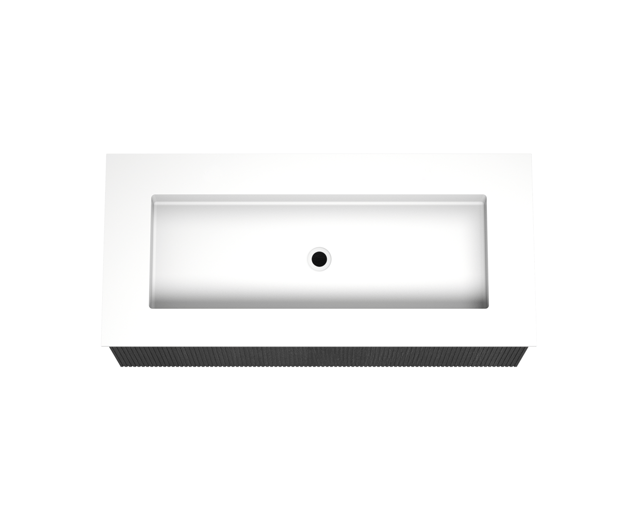 Balmani Forma meuble salle de bains suspendu 120 x 55 cm chêne noir avec Tablo Stretto lavabo simple pour 2 trous de robinet en solid surface blanc mat, Nervure droite symétrique verticale