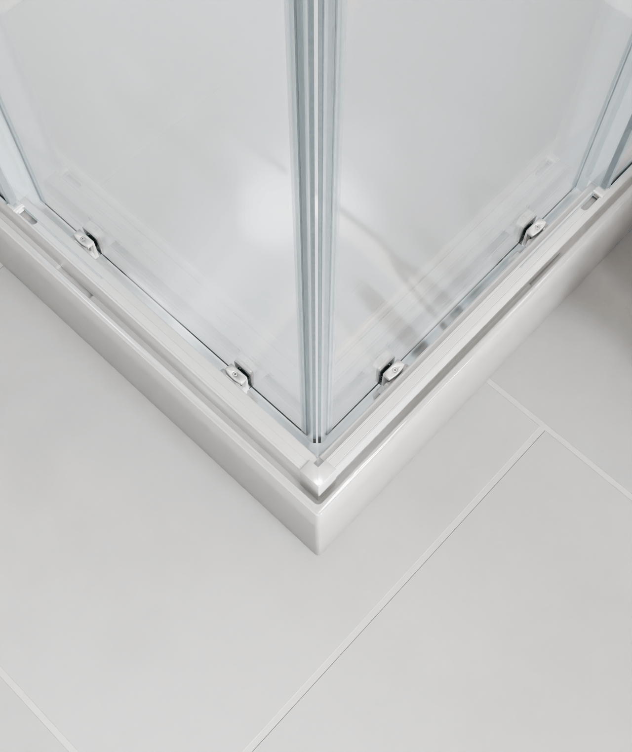 Luca Varess Talan douchecabine met schuifdeuren 80 x 80 cm helder glas met mat gestreepte strook glanzend wit profiel