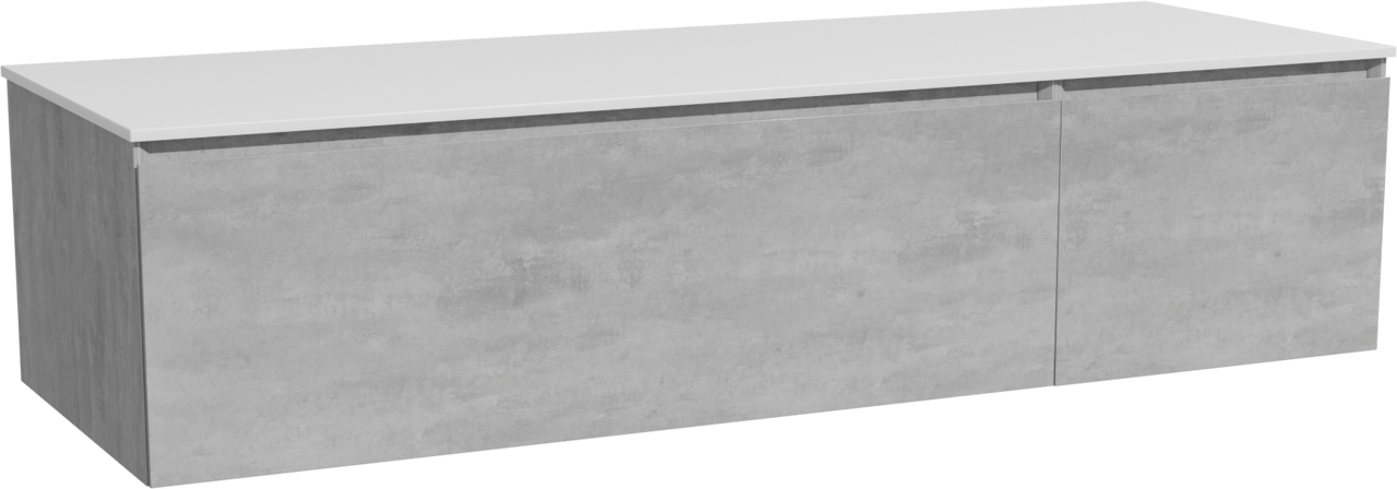 Storke Edge zwevend badmeubel 150 x 52 cm beton donkergrijs met Tavola enkel of dubbel wastafelblad in solid surface mat wit