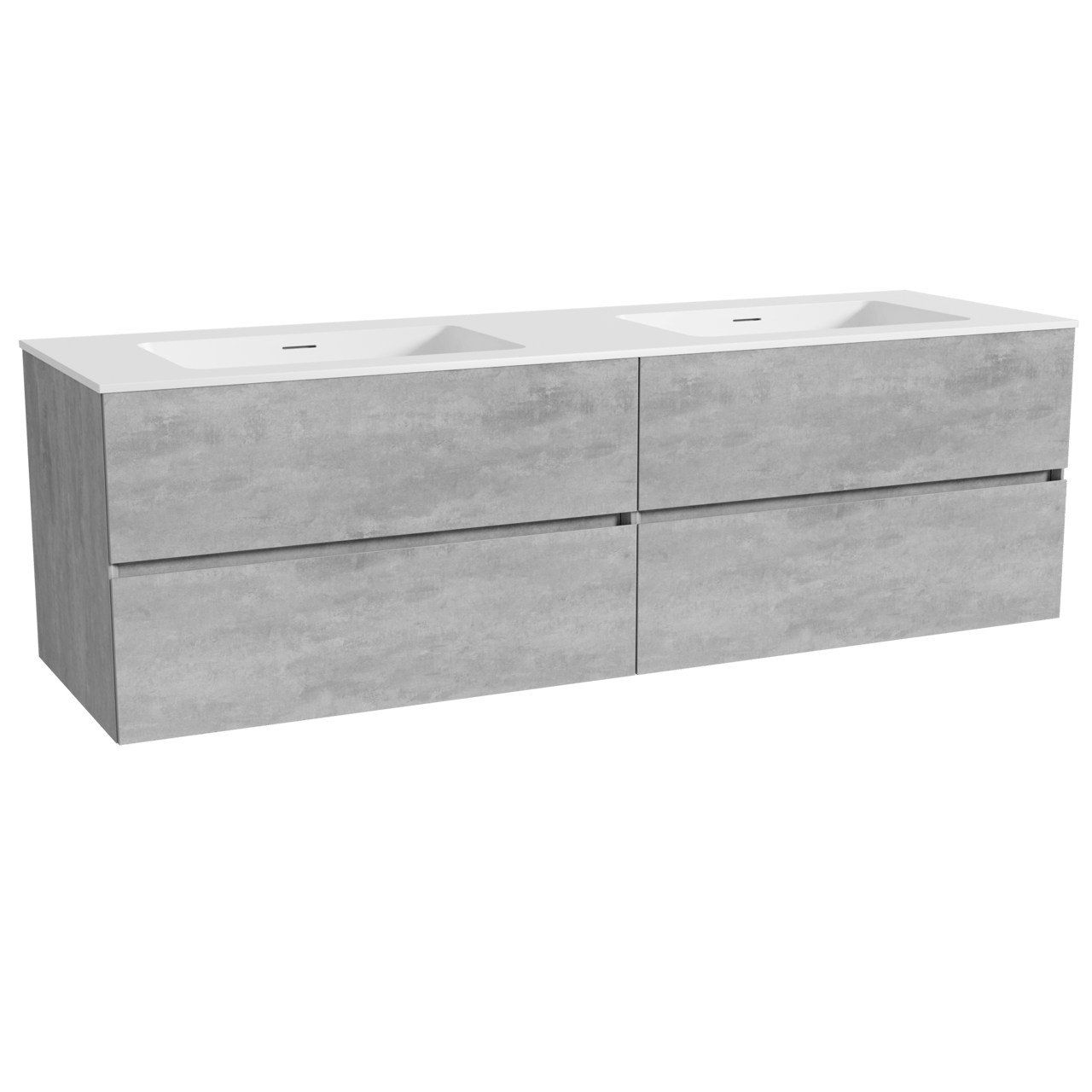 Storke Edge zwevend badmeubel 170 x 52 cm beton donkergrijs met Mata dubbele wastafel in solid surface mat wit