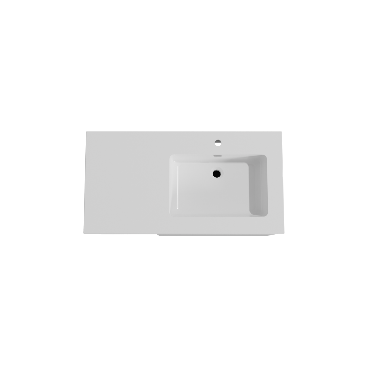 Storke Edge meuble salle de bains suspendu 100 x 52 cm blanc brillant avec Diva vasque asymétrique droite en marbre composite blanc brillant