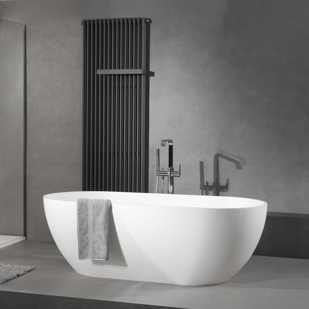 Balmani Nomina baignoire îlot ovale 169 x 80 cm Solid Surface blanc mat