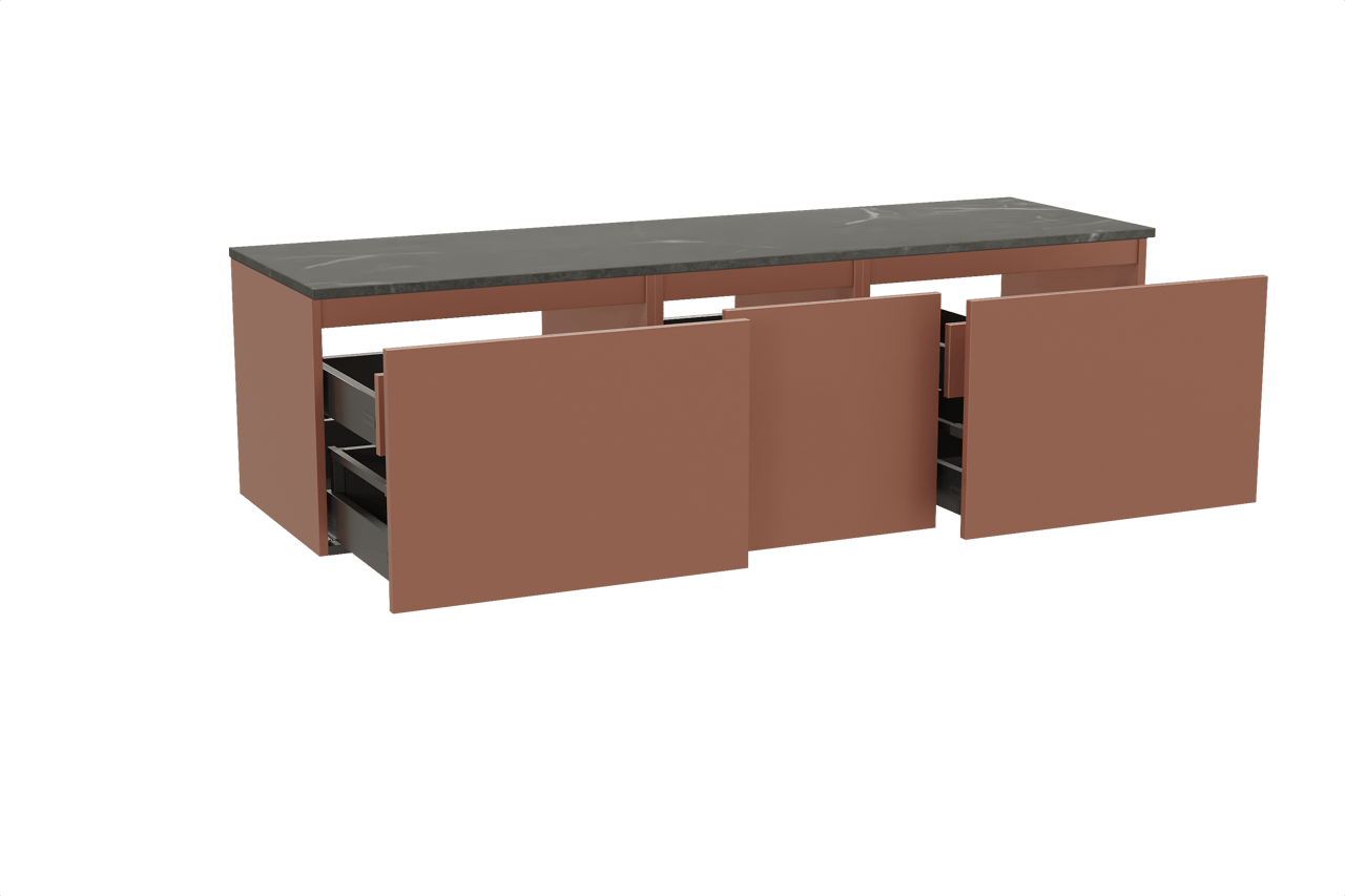 Balmani Sfera meuble salle de bains suspendu 180 x 55 cm cotto avec Stretto tablette simple ou double en marbre pietra grey