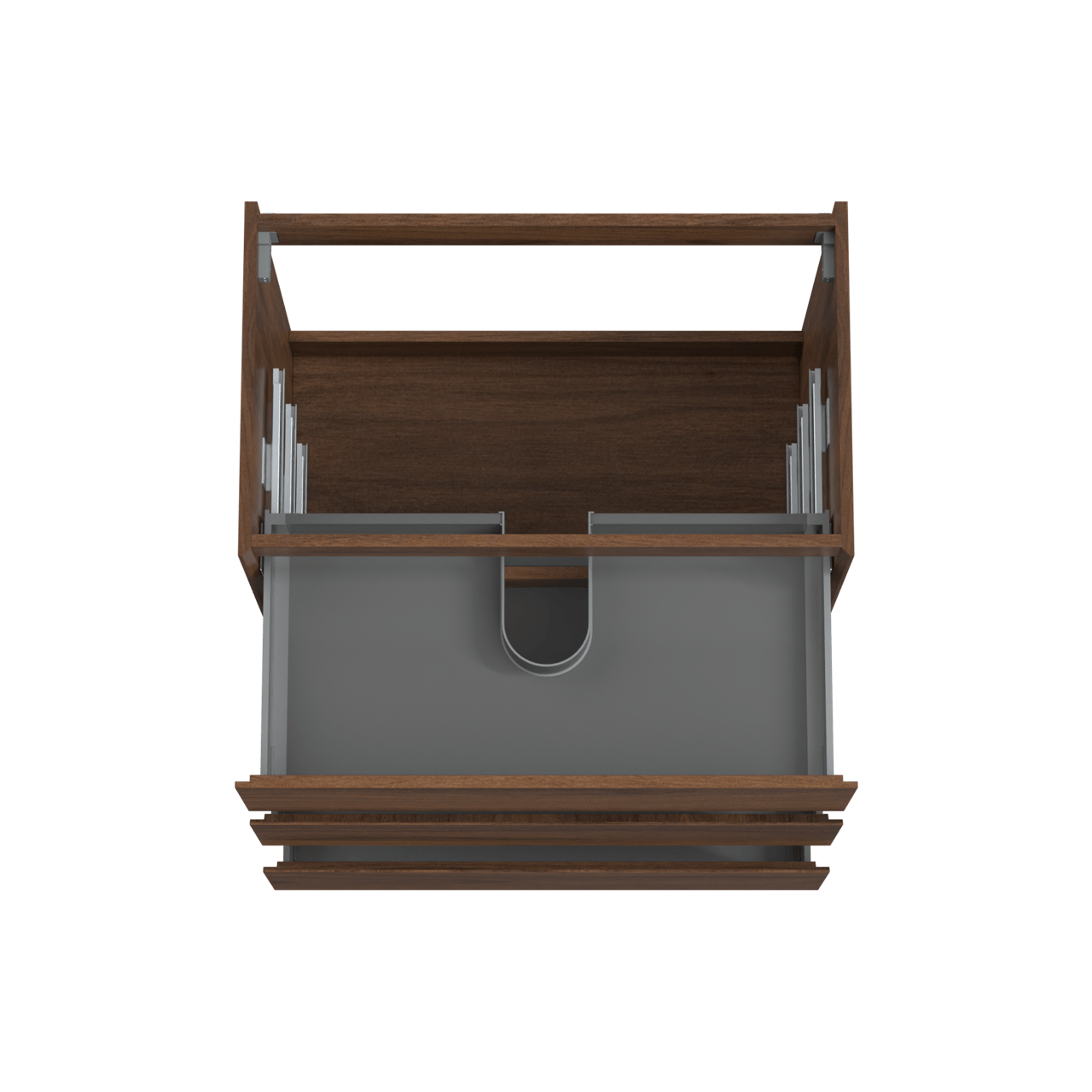 Storke Edge stehender Waschbeckenunterschrank: 85 x 52 cm, Nussbaum, 3 Schubladen