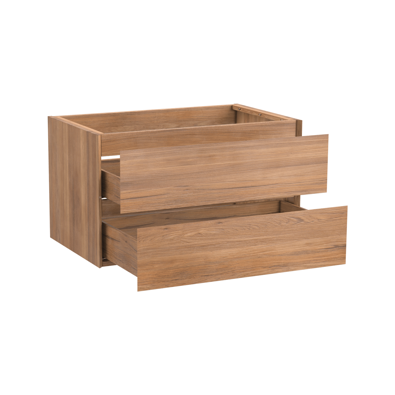Balmani Mitra hängender Waschbeckenunterschrank: 90 x 55 cm, Teak, 2 Schubladen