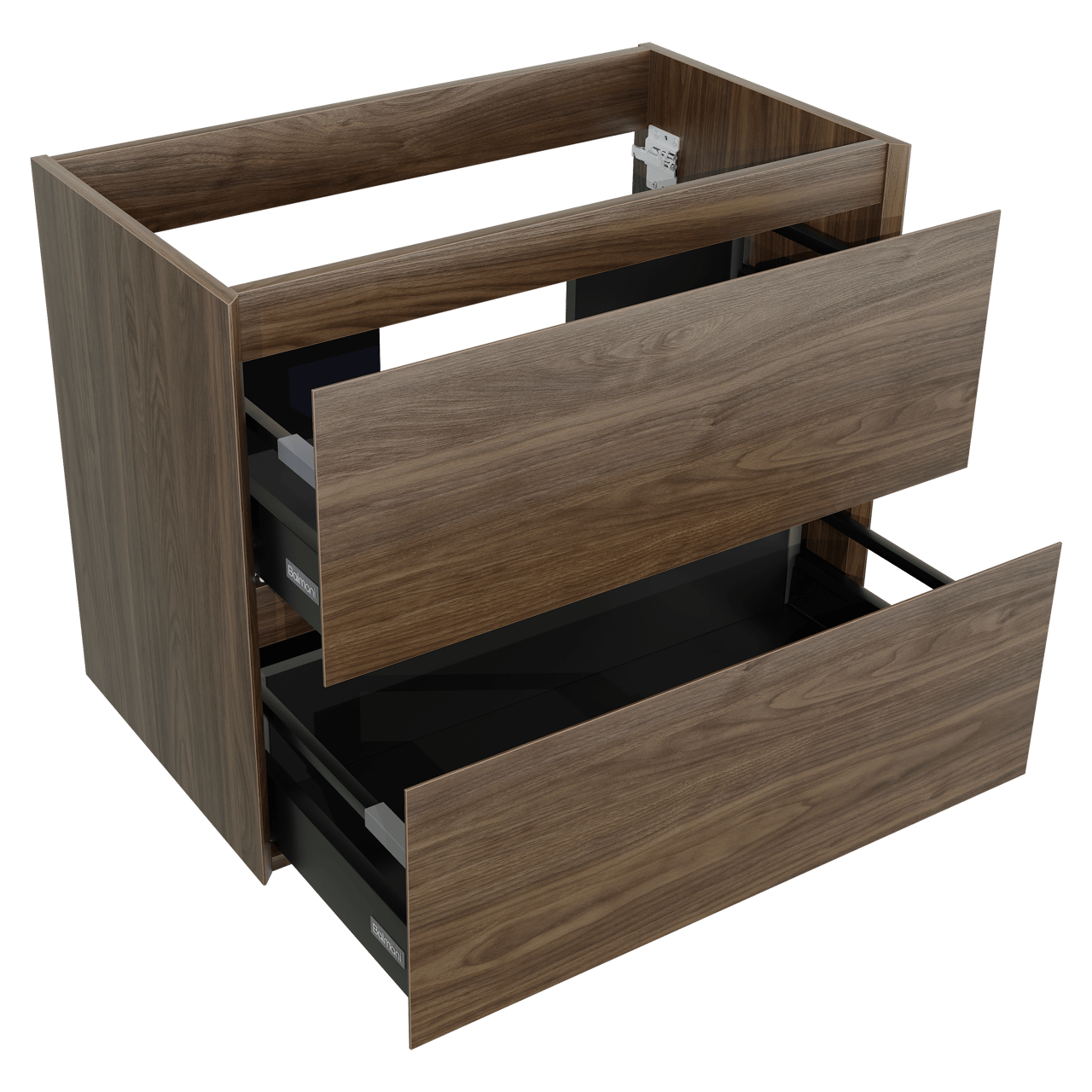 Balmani Mitra Compact zwevend wastafelonderkast 80 x 46 cm amerikaanse notelaar 2 lades