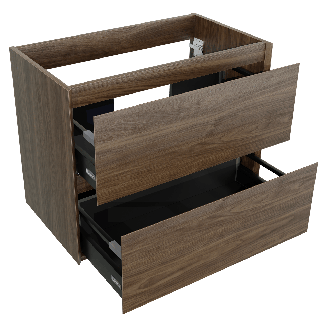 Balmani Mitra Compact hängendes möbelstück Waschtischunterschränke 80 x 46 cm amerikanischer nussbaum 2 Schubladen