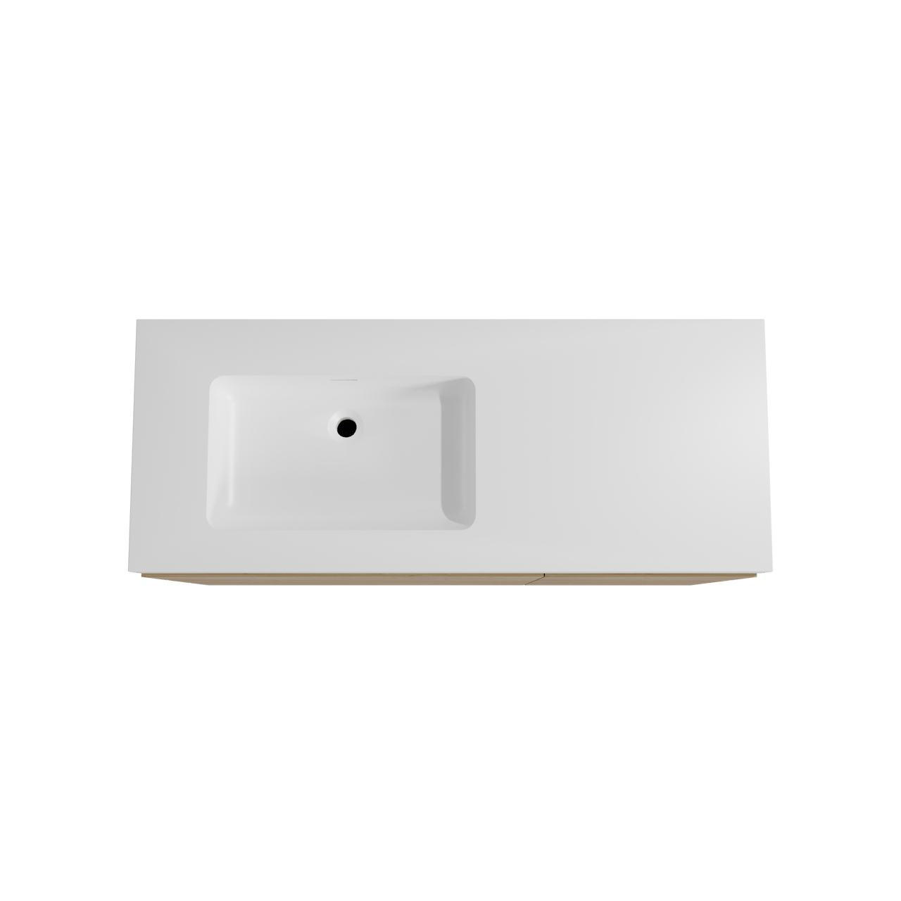 Storke Edge freistehendes Möbelstück Set: 130 x 52 cm, Rohe Eiche, mit Mata High Waschtisch links, Solid Surface Weiß matt