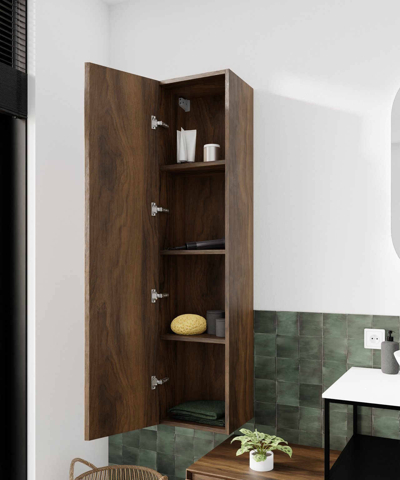 Storke Edge Modulo colonne salle de bains suspendue noyer 35 x 25 x 150 cm