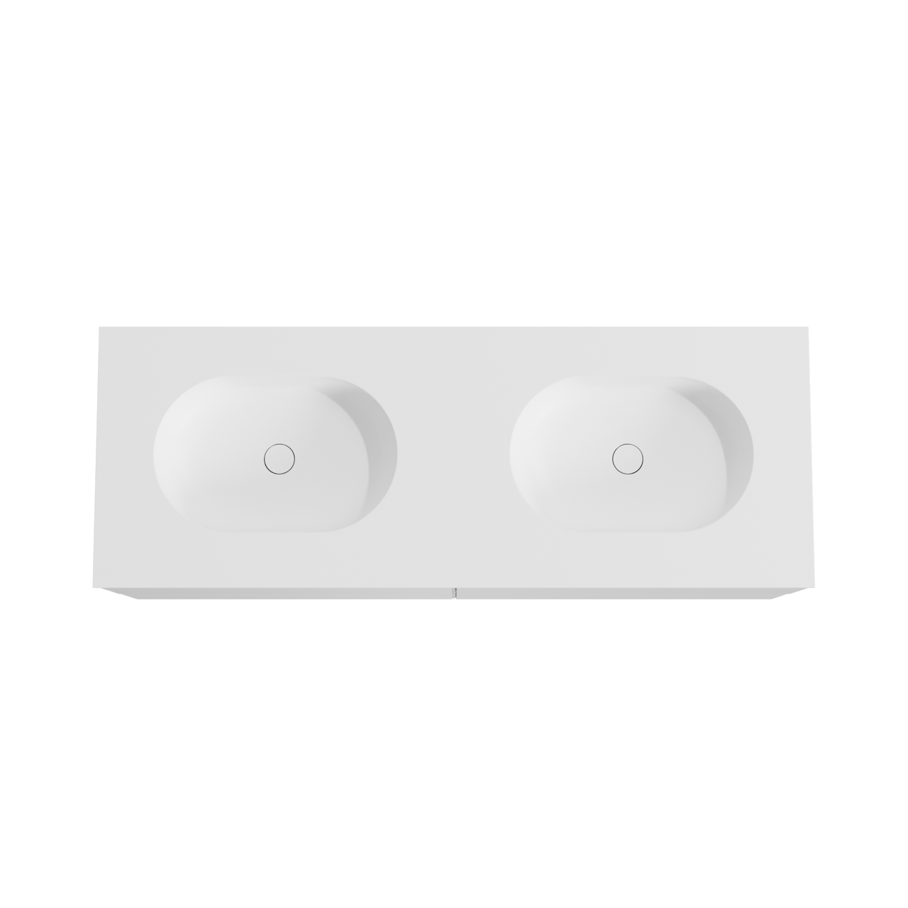 Balmani Mitra meuble salle de bains suspendu 150 x 55 cm blanc mat avec Tablo Oval double vasque en solid surface blanc mat