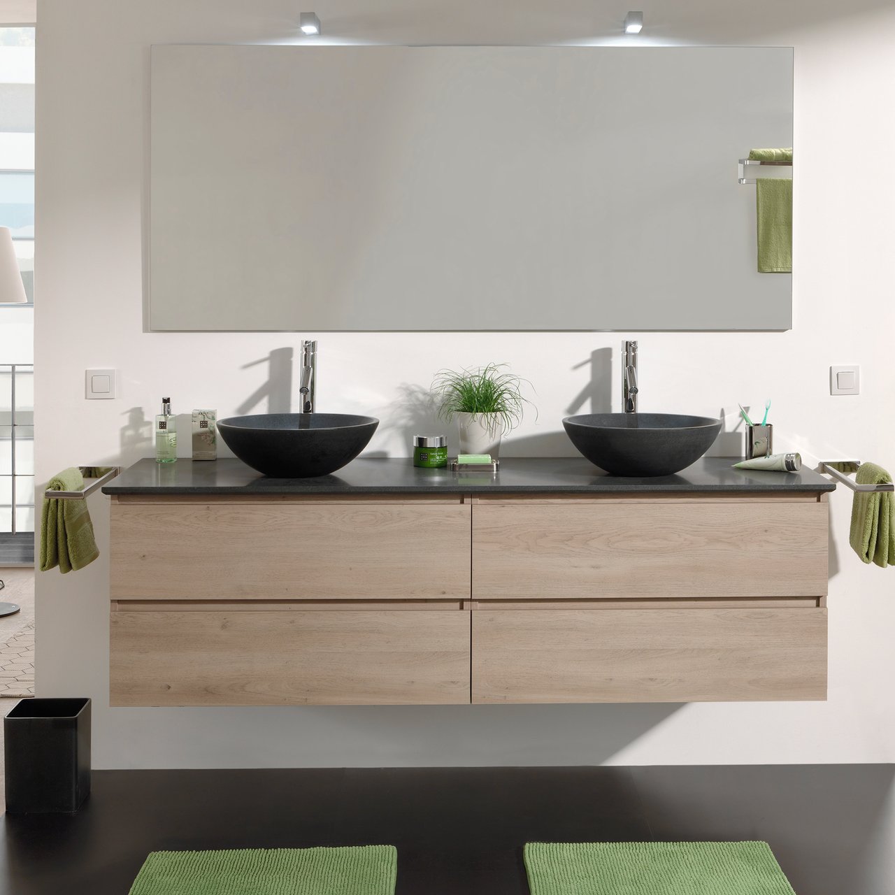 Balmani Facetta tablette double granite aiguisé 180 x 55 cm