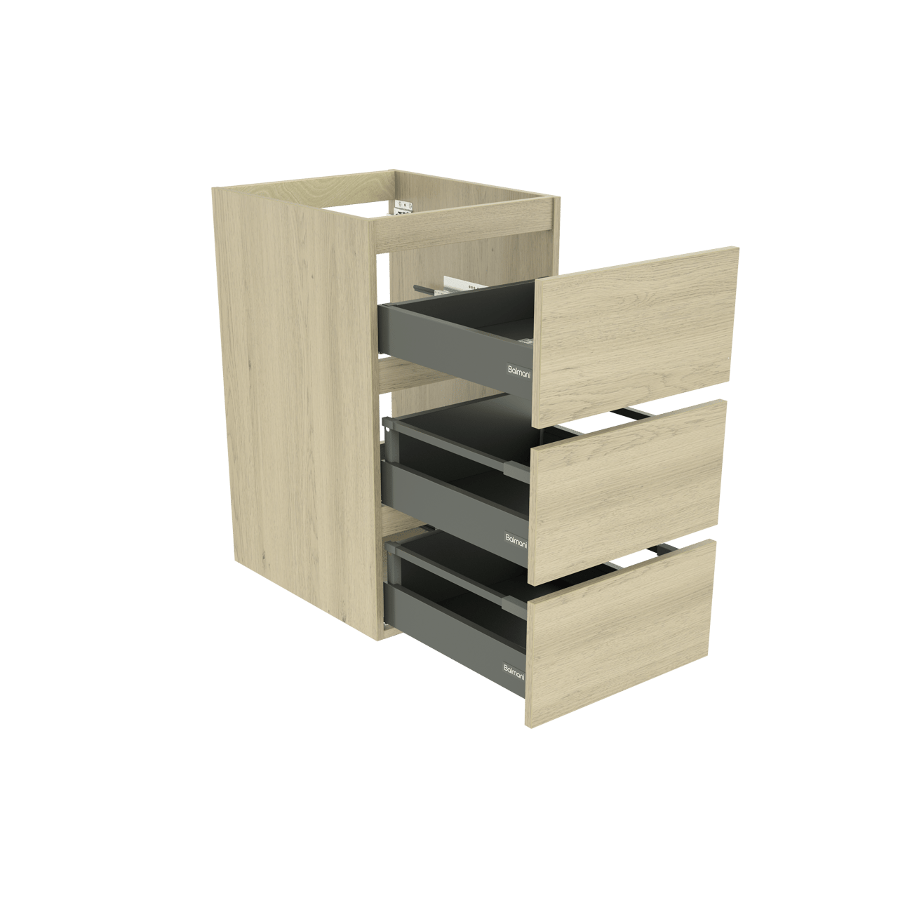 Balmani Lucida staande wastafelonderkast 45 x 55 cm verweerde eik 3 lades