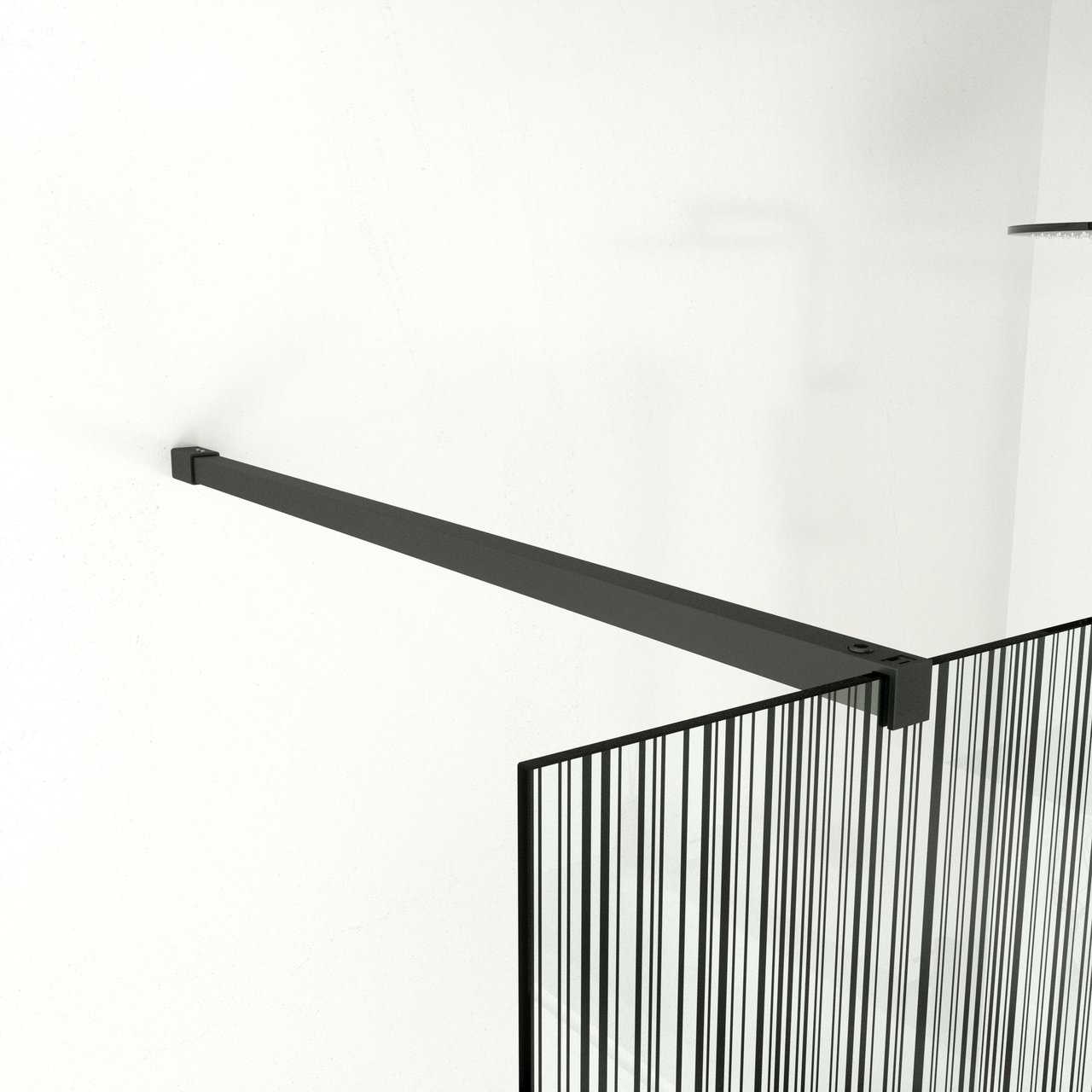 Balmani Modular Walk-In-Dusche 80 x 200 cm, Strichcode schwarz Glas , Profil schwarz matt