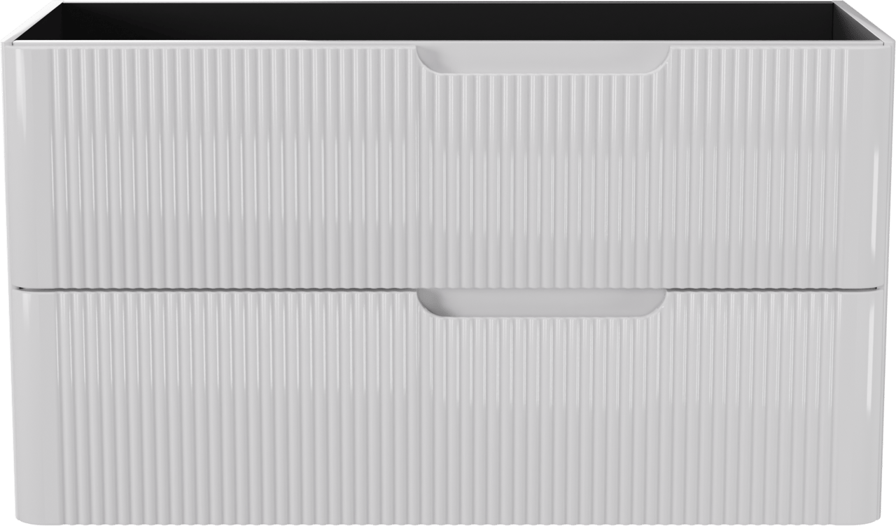 Linie Curvo zwevende wastafelonderkast 100 x 46 cm Glanzend Wit 2 lades vert. sym. Groef