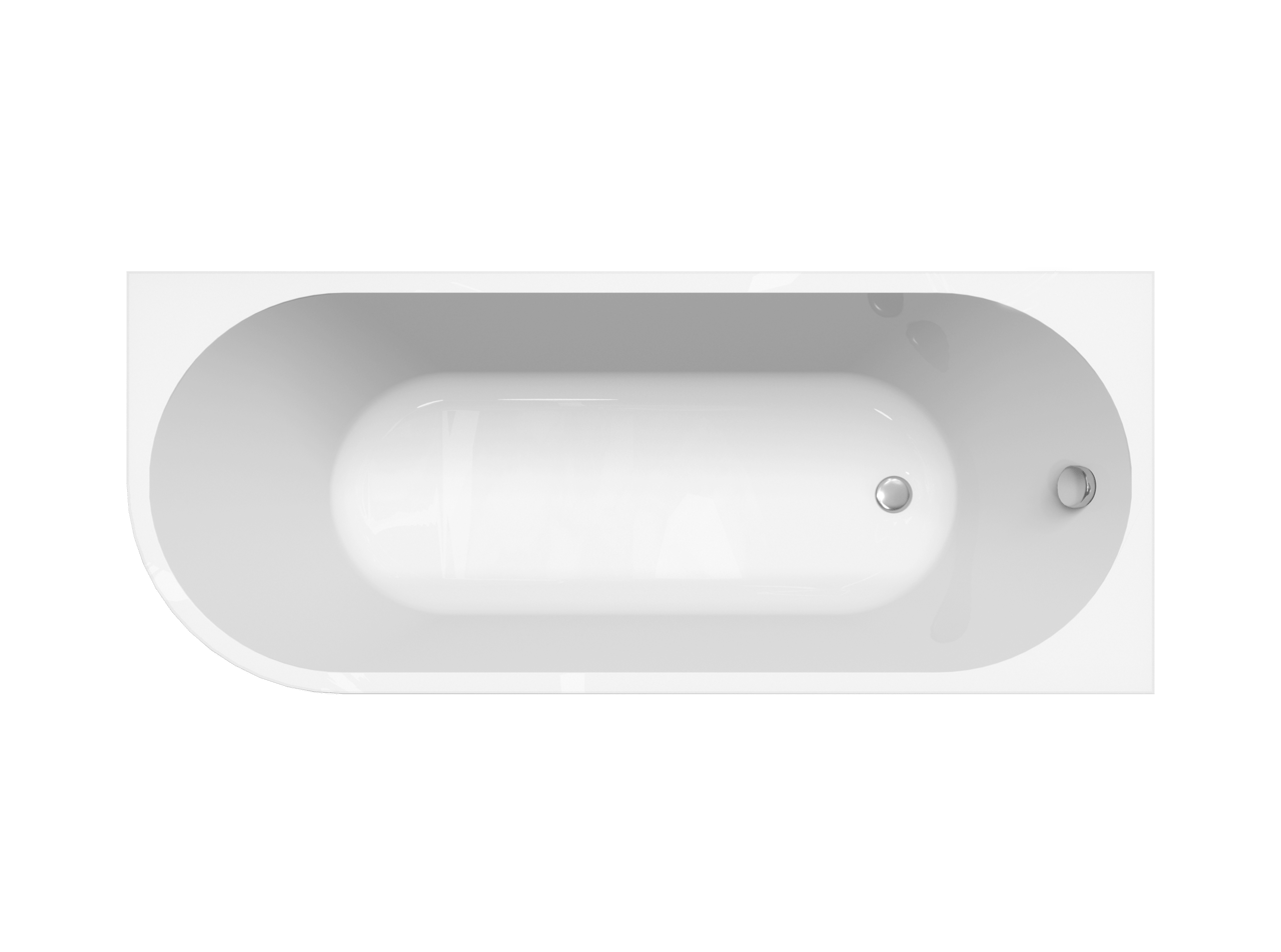 Linie Paulo eenpersoons hoekbad rechts 170 x 70 cm acryl Glanzend Wit