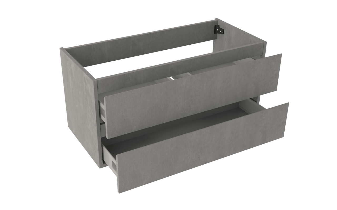 Storke Delta zwevende wastafelonderkast 100 x 48 cm beton donkergrijs 2 lades
