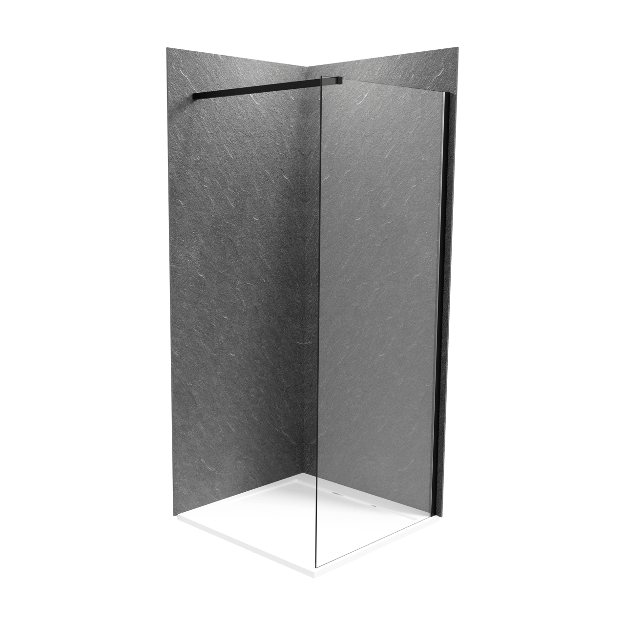 Balmani Zeno set douchewandbekleding 80 x 80 x 220 cm composietmarmer donkergrijs leisteenstructuur