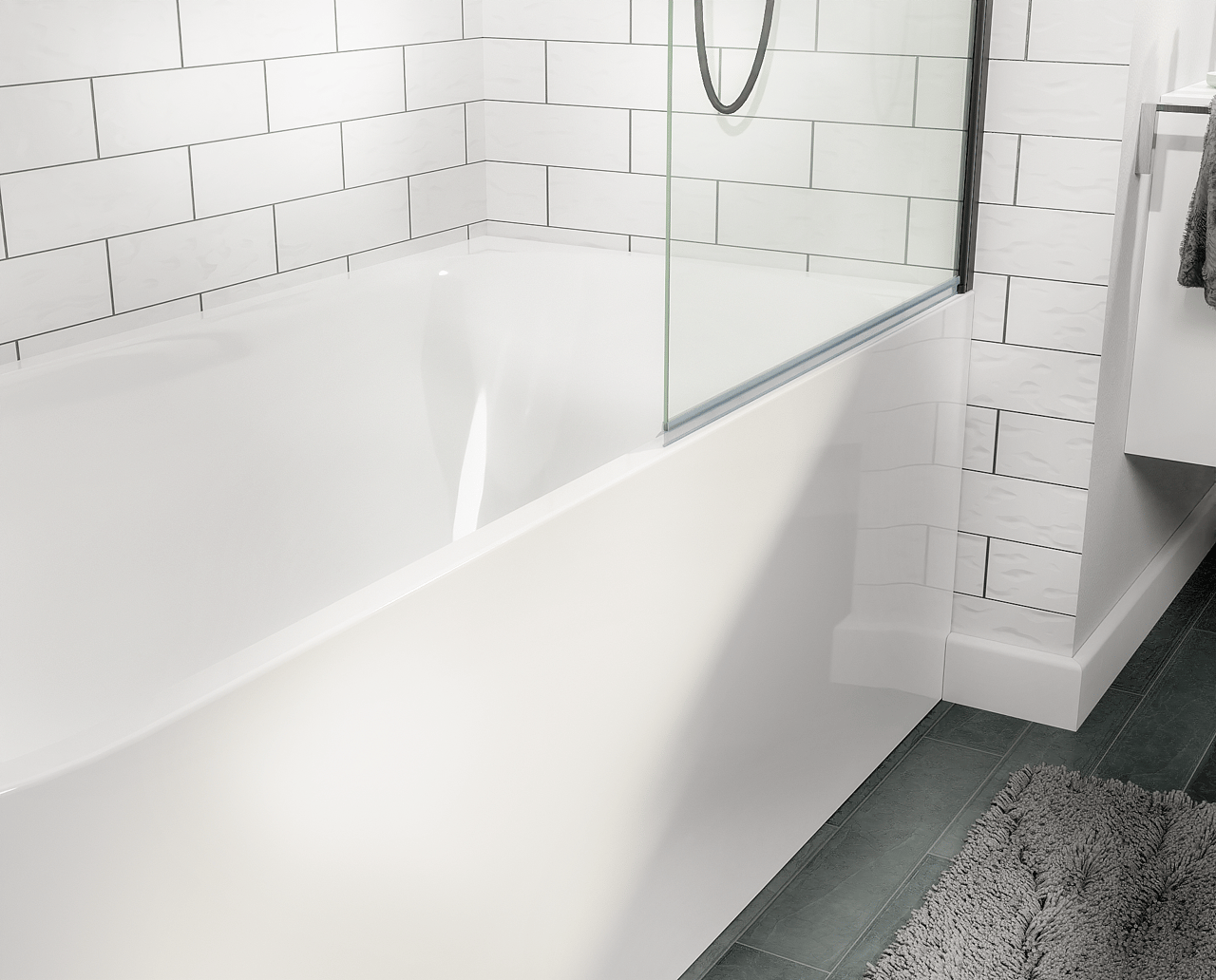 Linie Milos enkele badwand 85 cm met mat zwarte profiel