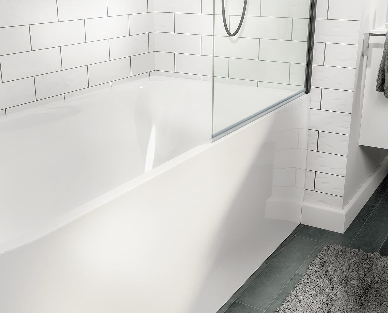 Linie Milos Badewannenaufsatz: 85 cm, Schwarzes Profil