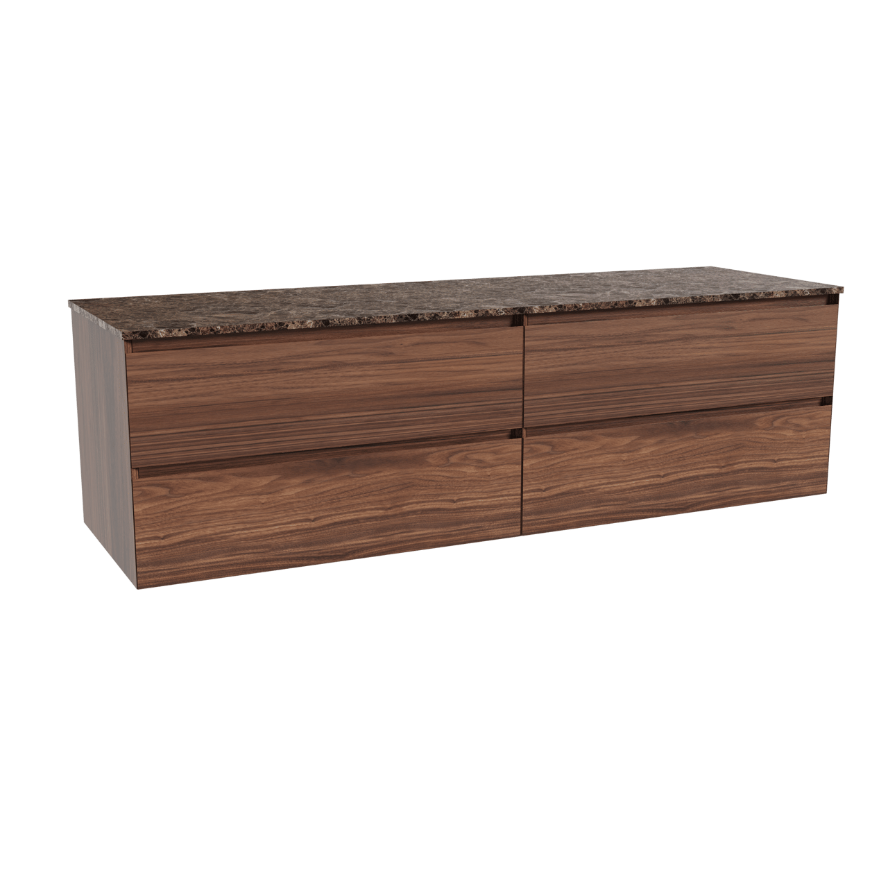 Balmani Mitra meuble salle de bains suspendu 180 x 55 cm noyer avec Stretto tablette simple ou double en marbre dark emperador