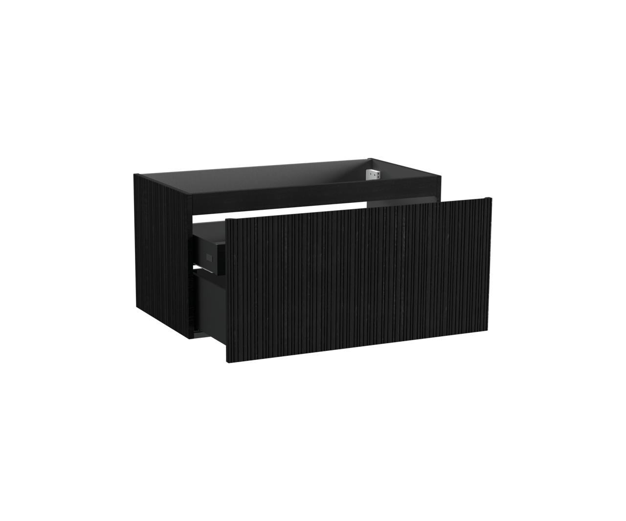 Storke Ribs hängender Waschbeckenunterschrank: 95 x 52 cm, Eiche Schwarz, 2 Schubladen