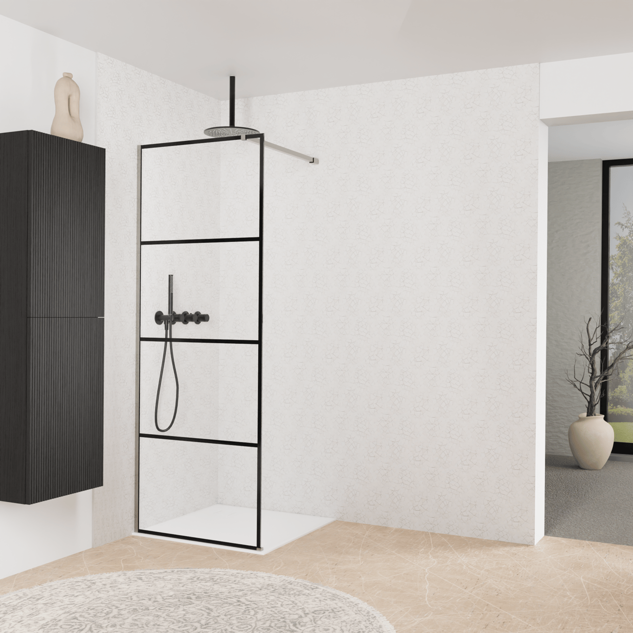 Balmani Modular Walk-In Dusche: 80 x 200 cm, Lined, inklusive Coating, Profil Brushed Inox