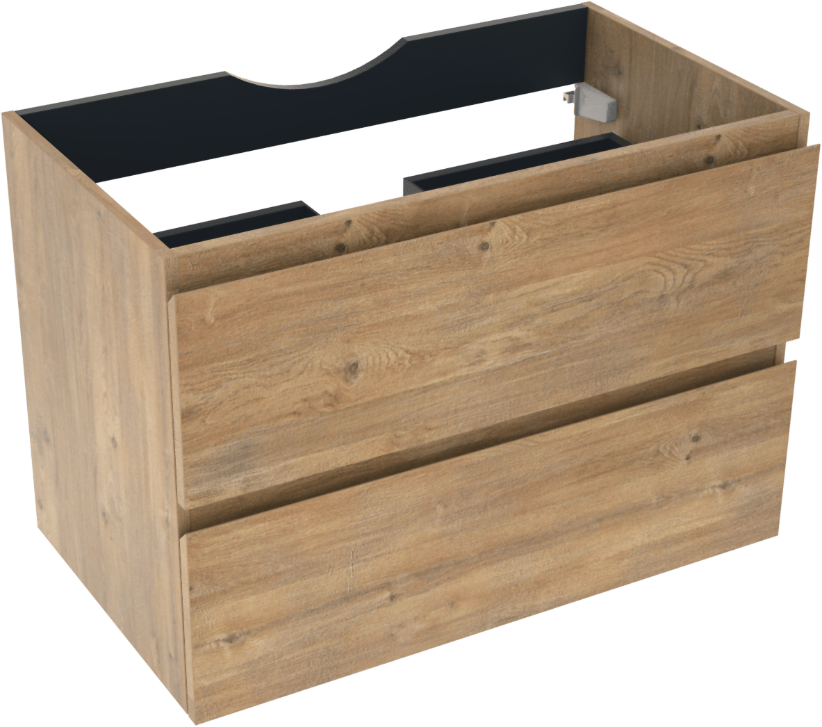 Linie Lado hängender Waschbeckenunterschrank: 80 x 46 cm, Eiche Natur, 2 Schubladen