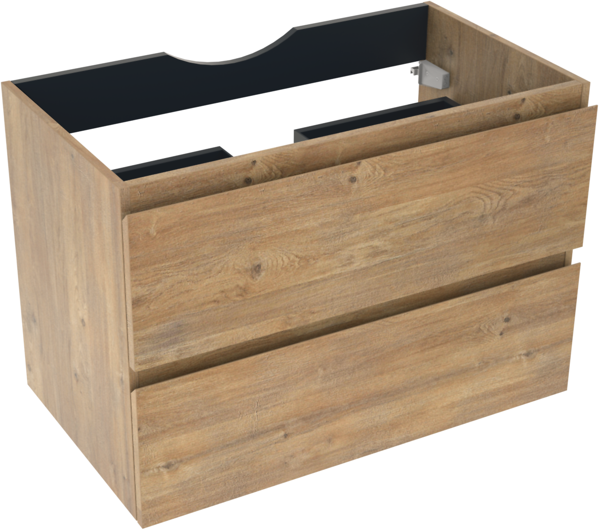 Linie Lado meuble sous-lavabo suspendu 80 x 46 cm chêne naturel 2 tiroirs