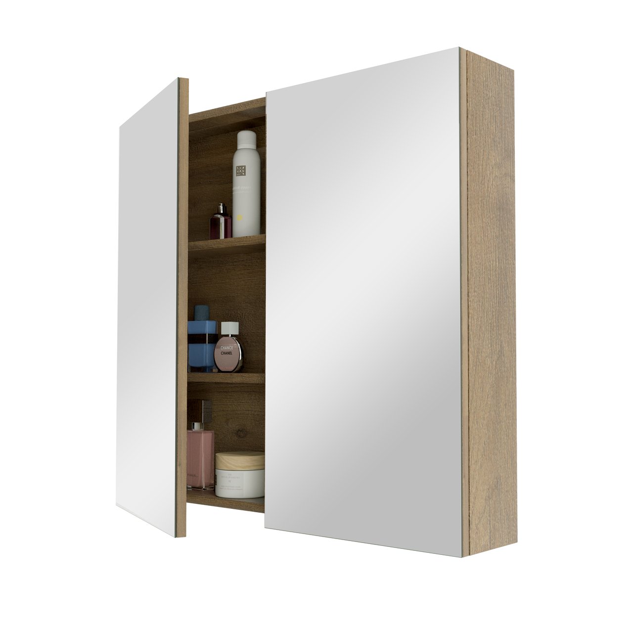 Linie Montro Spiegelschrank Bad: 80 x 75 cm, Eiche Natur