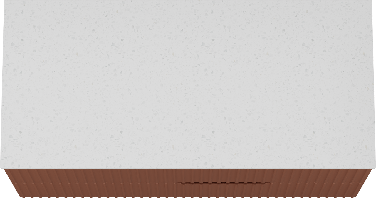 Linie Ribbo meuble salle de bains suspendu 100 x 46 cm cotto avec Lado tablette simple ou double en mélaminé terrazzo blanc, Nervure circulaire symétrique verticale