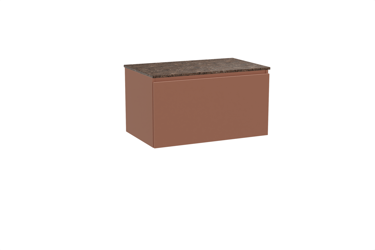 Balmani Sfera meuble salle de bains suspendu 90 x 55 cm cotto avec Stretto tablette simple en marbre dark emperador