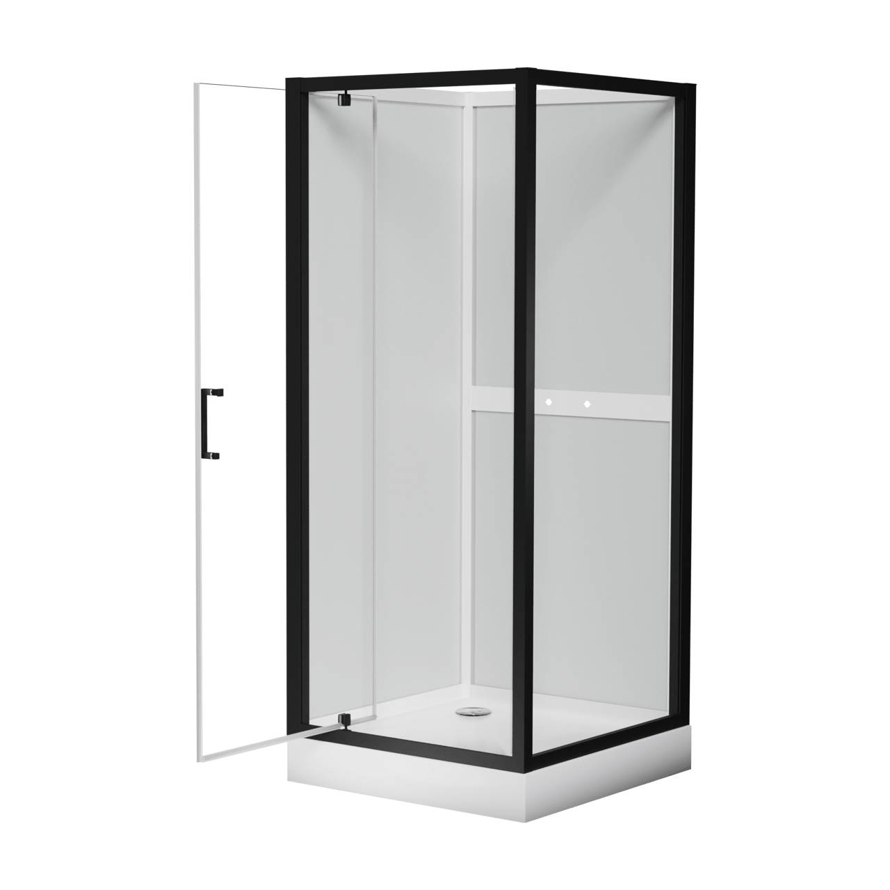 Luca Varess Talan cabine de douche avec portes pivotantes 90 x 90 cm verre transparent profil noir mat