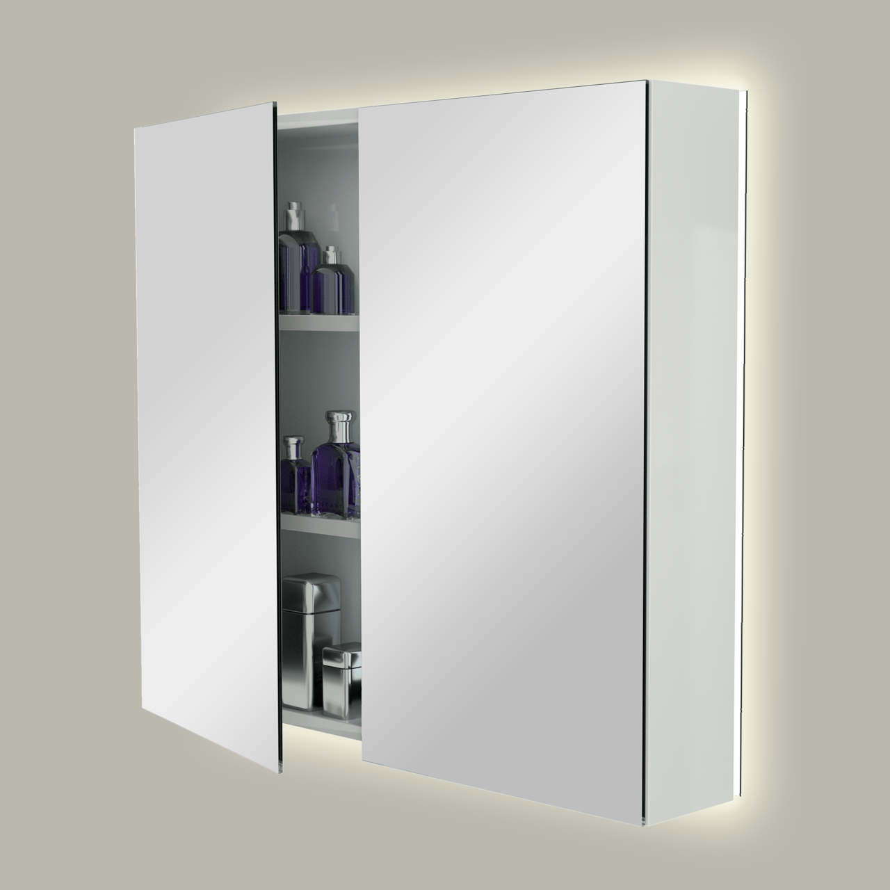 Storke Reflecta spiegelkast 85 x 75 cm glanzend wit met spiegelverlichting